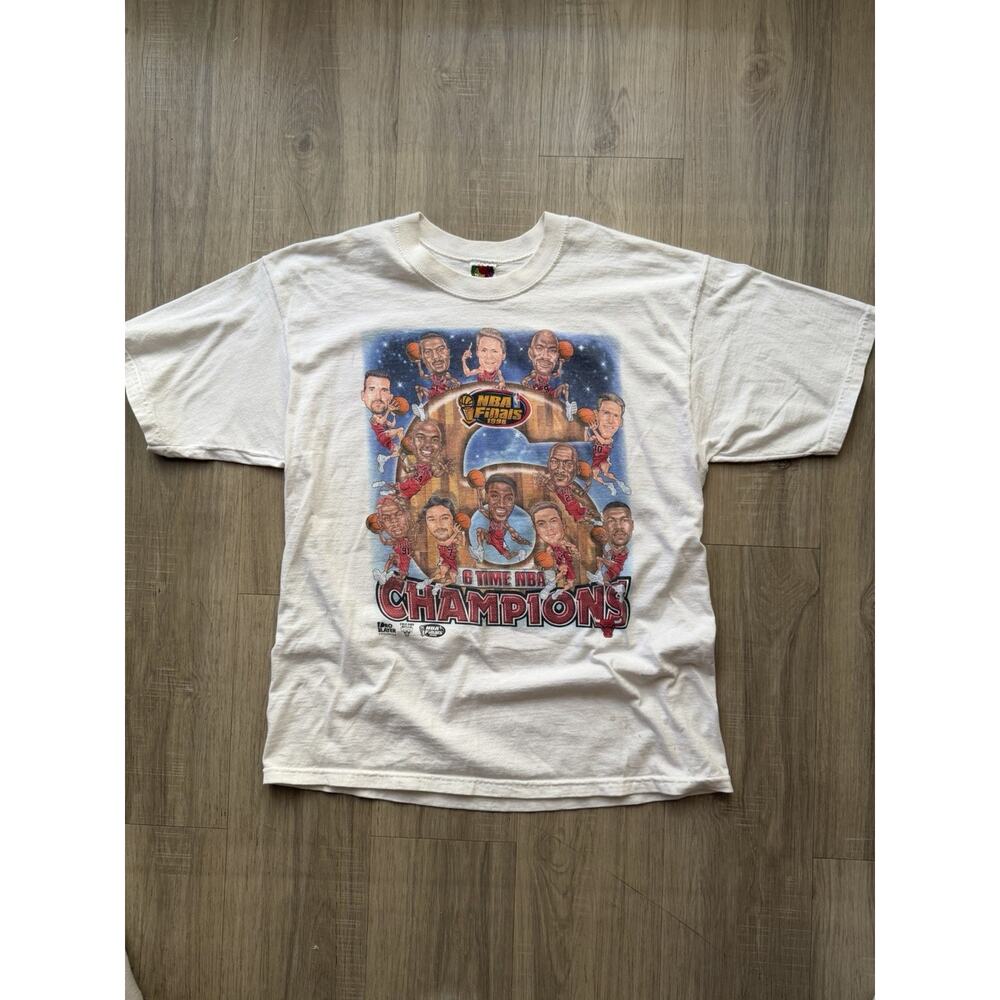 Vintage Chicago Bulls T-Shirt 1998 NBA Finals 6X Champs Caricature Men’s Large